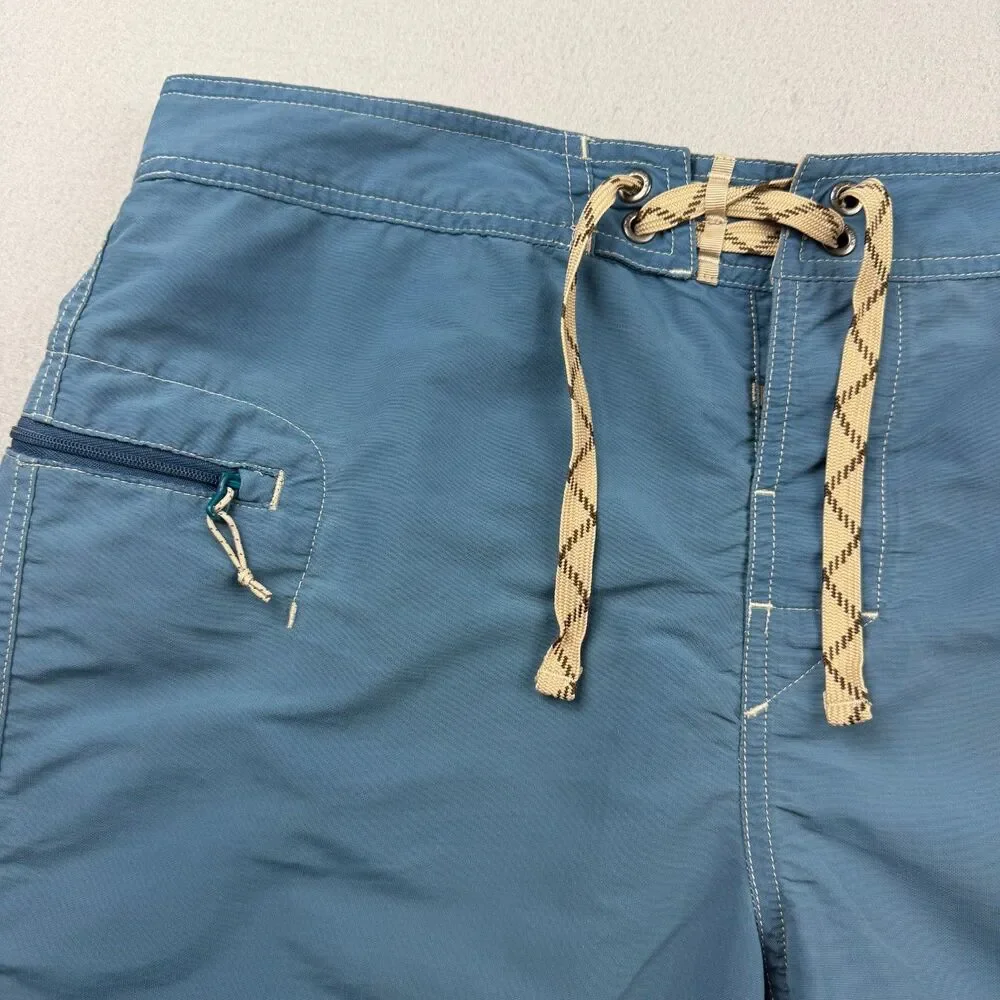 Patagonia Mens 33 Wavefarer Board Shorts Blue Tan Swim Trunks Style 86625